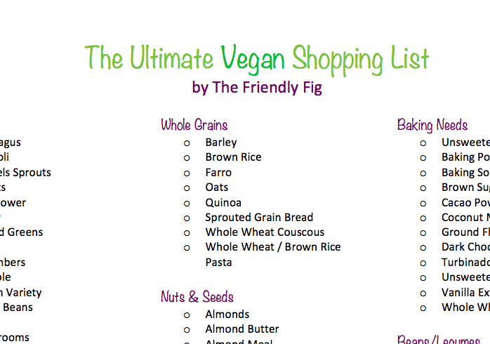 Ultimate Vegan Shopping List
