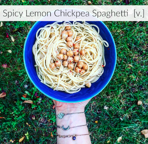 Vegan Spicy Lemon Chickpea Spaghetti