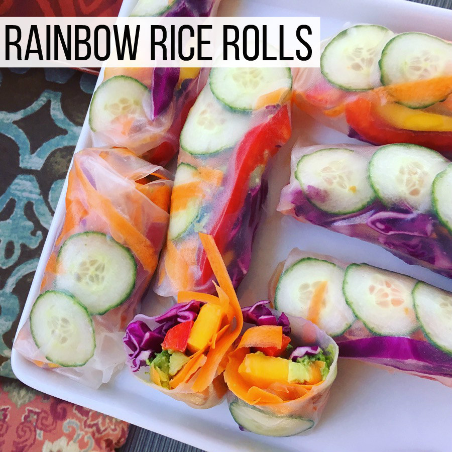 Rainbow Rice Rolls (Spicy Peanut Dipping Sauce)