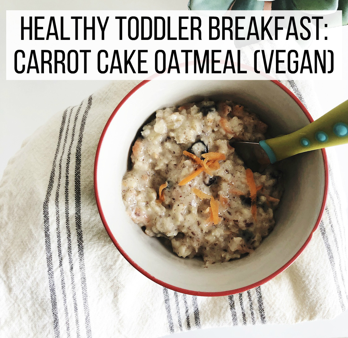 Healthy Toddler Breakfast: Carrot Cake Oatmeal (Vegan)