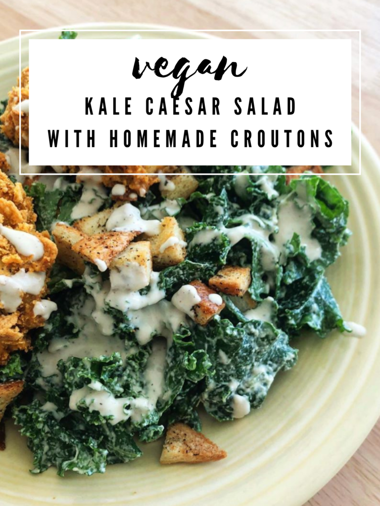 Kale Caesar Salad with Homemade Croutons