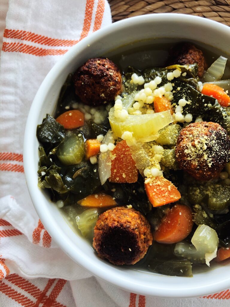 Vegan Italian Wedding Soup with Beyond Meatballs