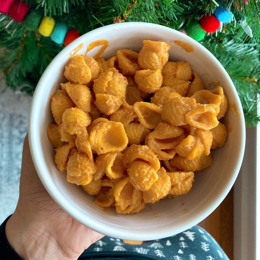 Pumpkin mac & cheese. I follow In My Bowl's recipe.