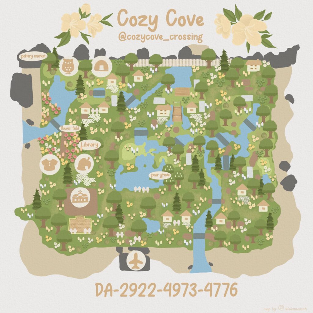 ACNH cozy cove map