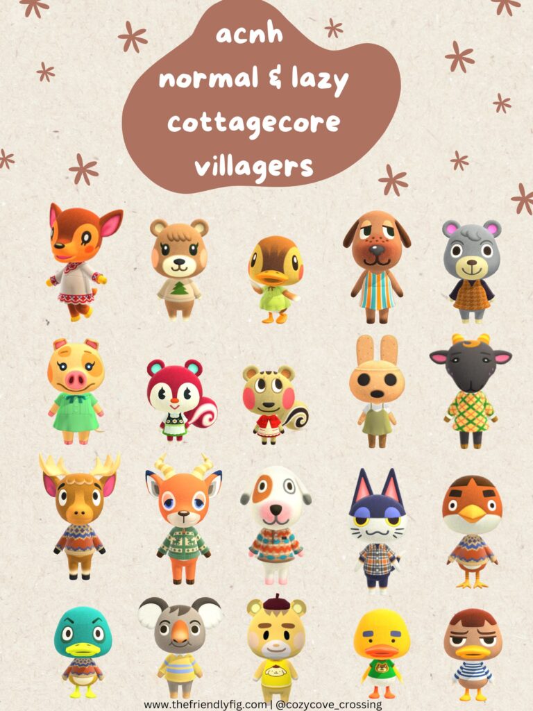 ACNH Normal and Lazy Cottagecore Villagers