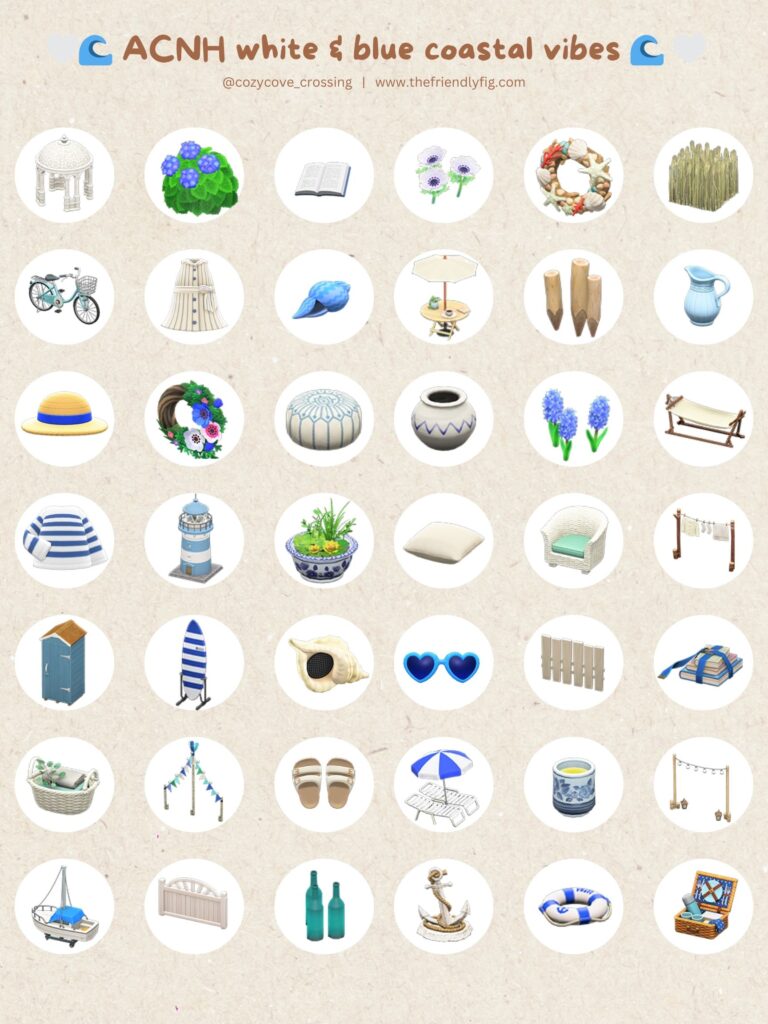ACNH White and Blue Coastal / Nautical Items