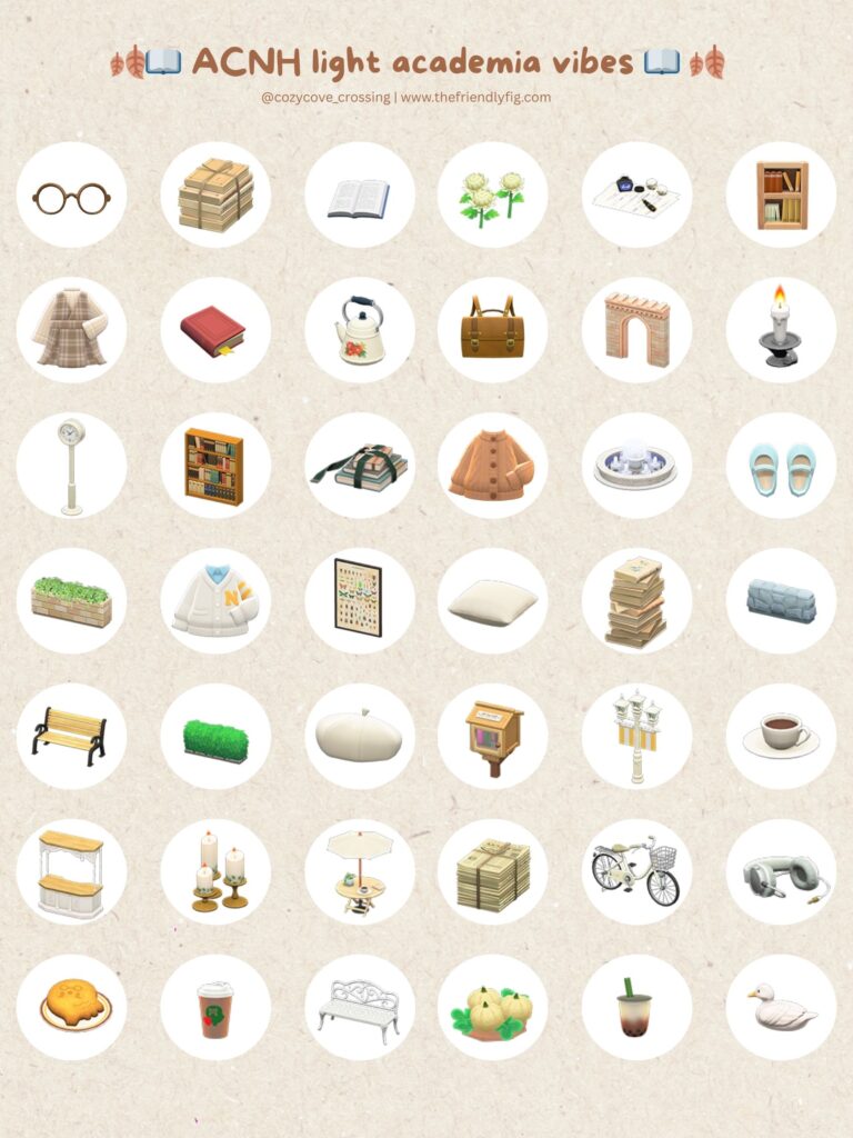 ACNH Light Academia Items