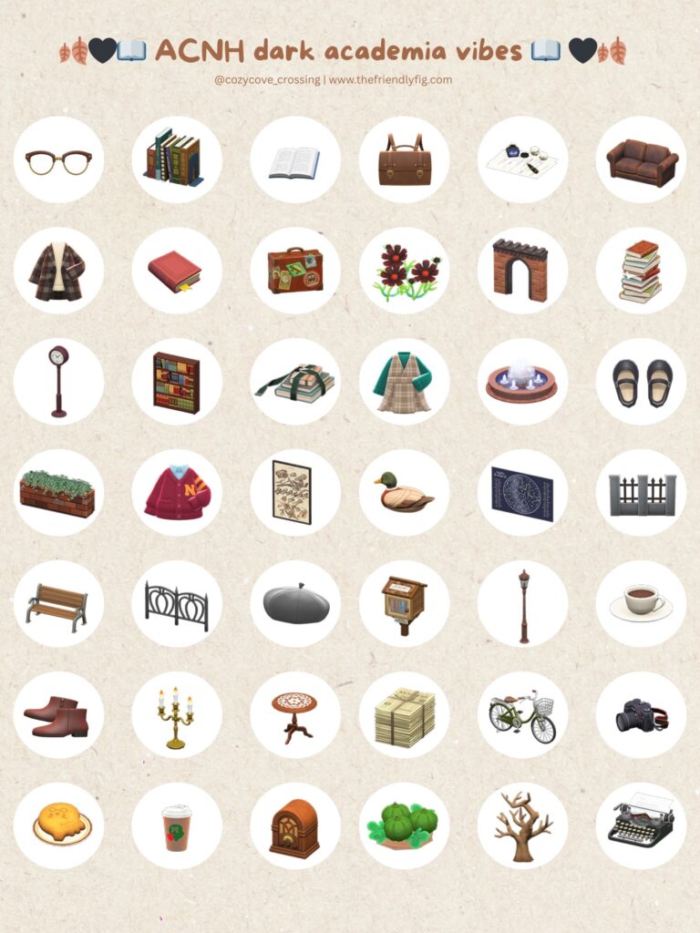 ACNH Dark Academia Items