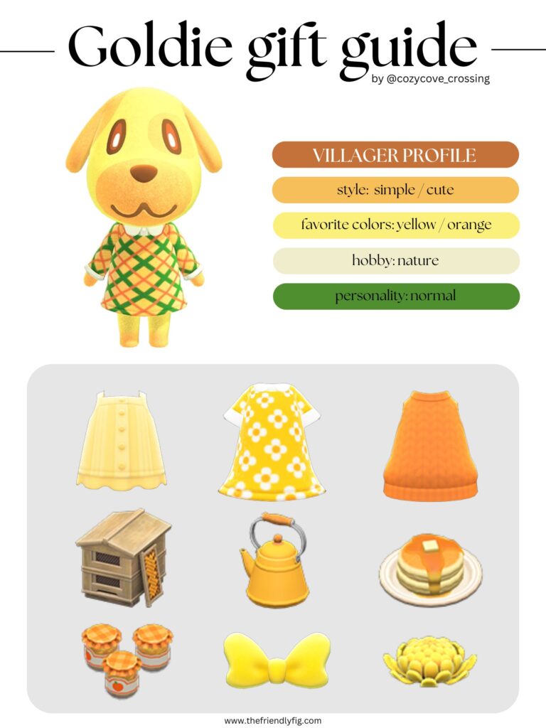 ACNH Villager Gift Guide: Goldie