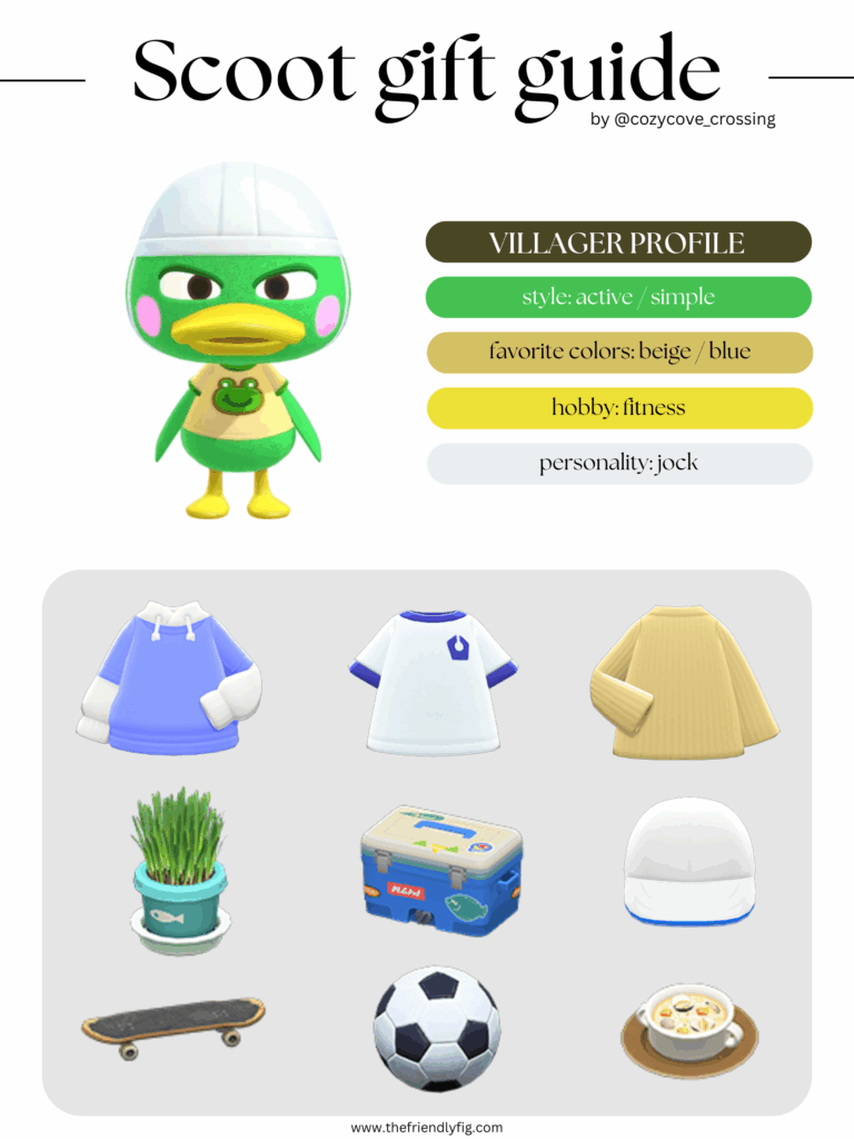 ACNH villager gift guide: Scoot