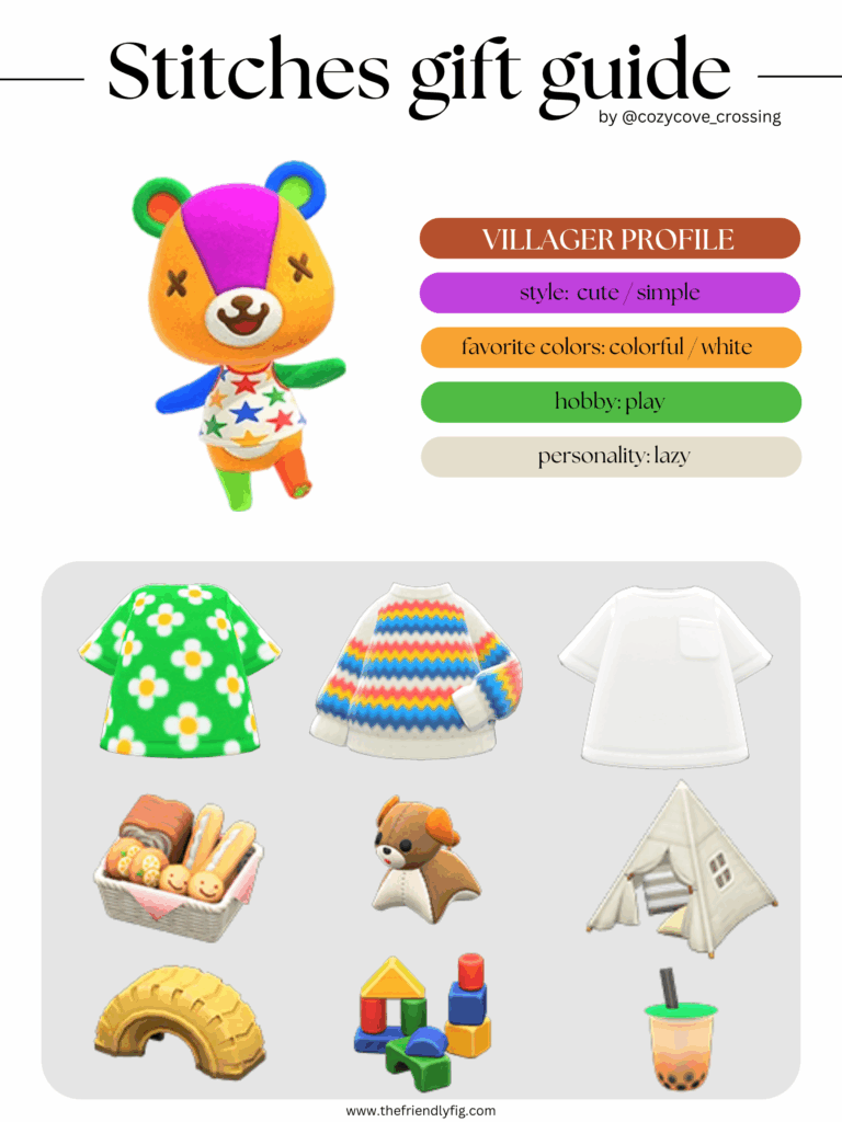 ACNH villager gift guide: Stitches