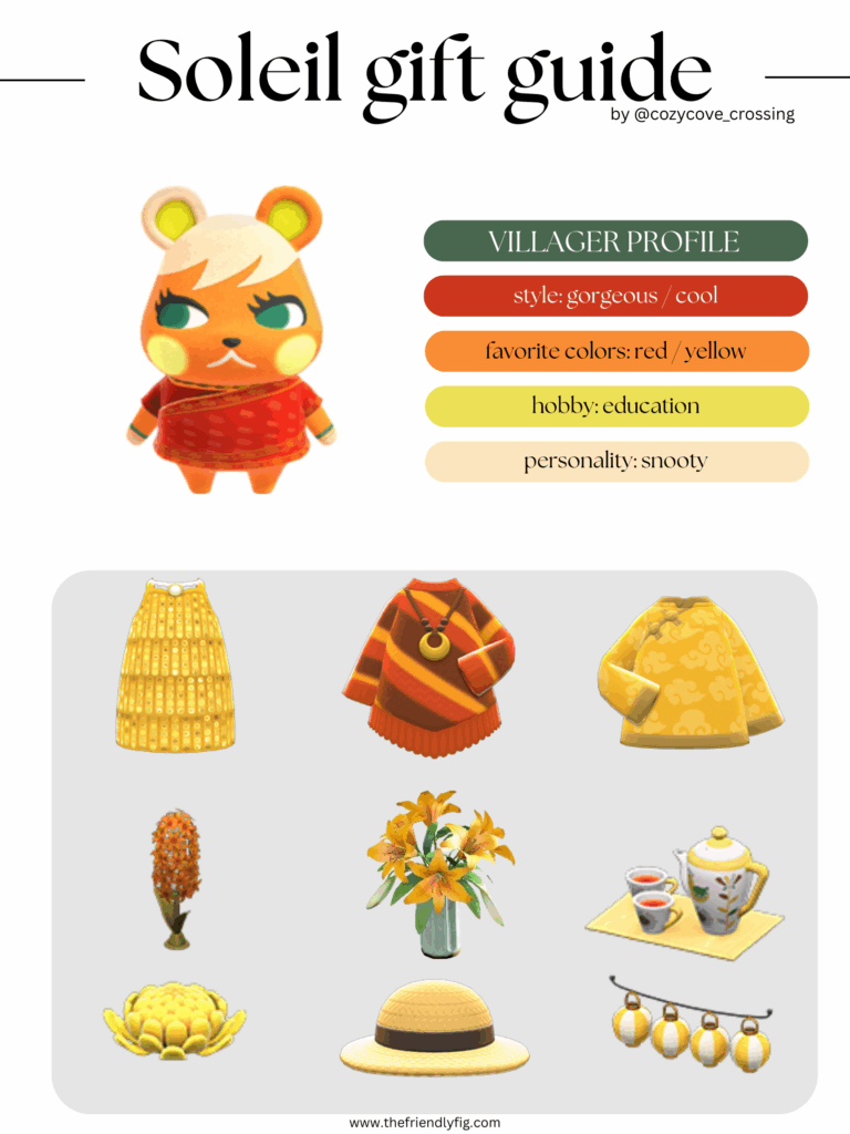 ACNH villager gift guide: Soleil