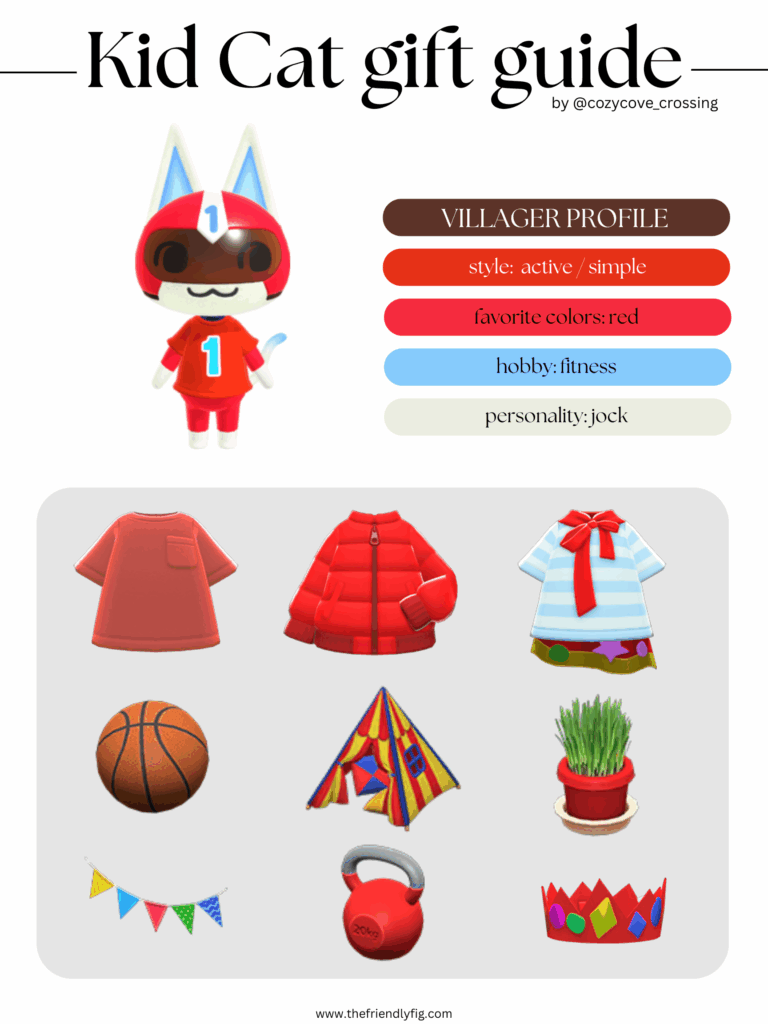 ACNH villager gift guide: Kid Cat