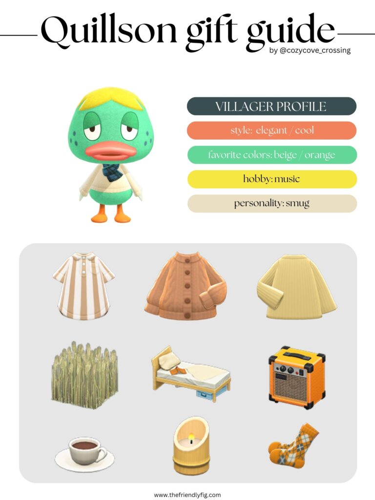 ACNH villager gift guide: Quillson