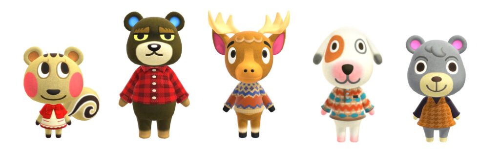 cozy core animal crossing villagers