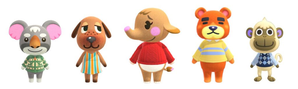 cozy core animal crossing villagers