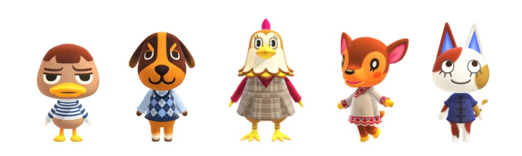cozy core animal crossing villagers