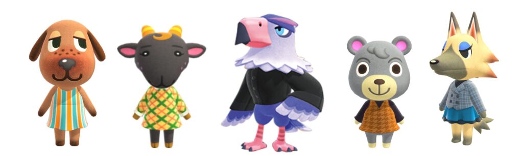 dark academia animal crossing villagers