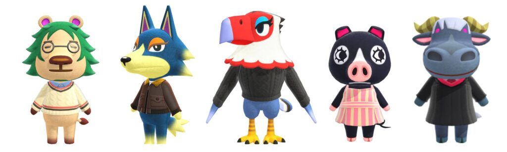 dark academia animal crossing villagers